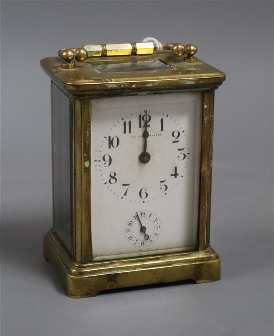 A brass alarum carriage clock H.10.5cm